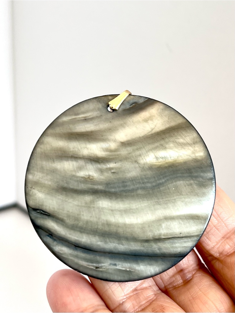 Large Artisan Mother of Pearl Statement Pendant - 2.15"